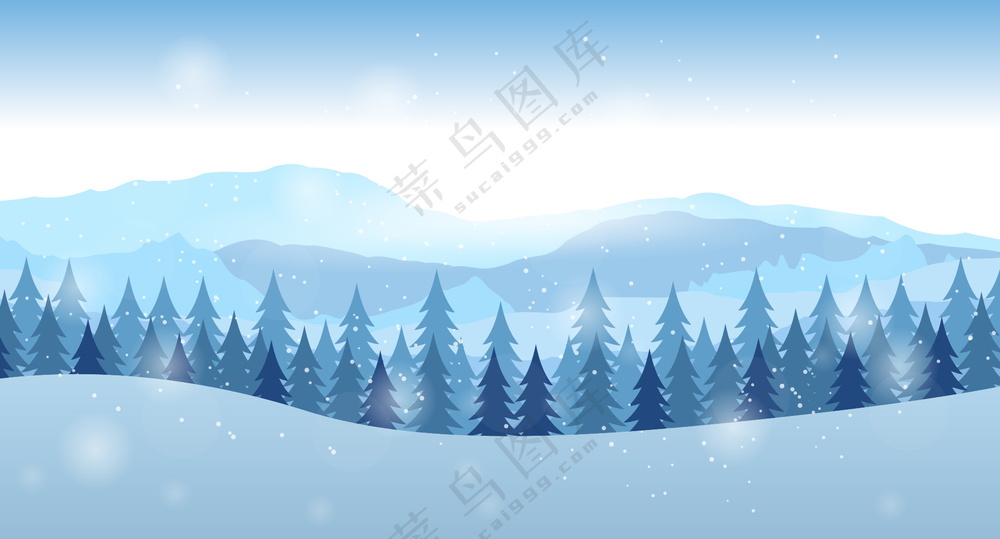 蓝色冰雪世界卡通图片