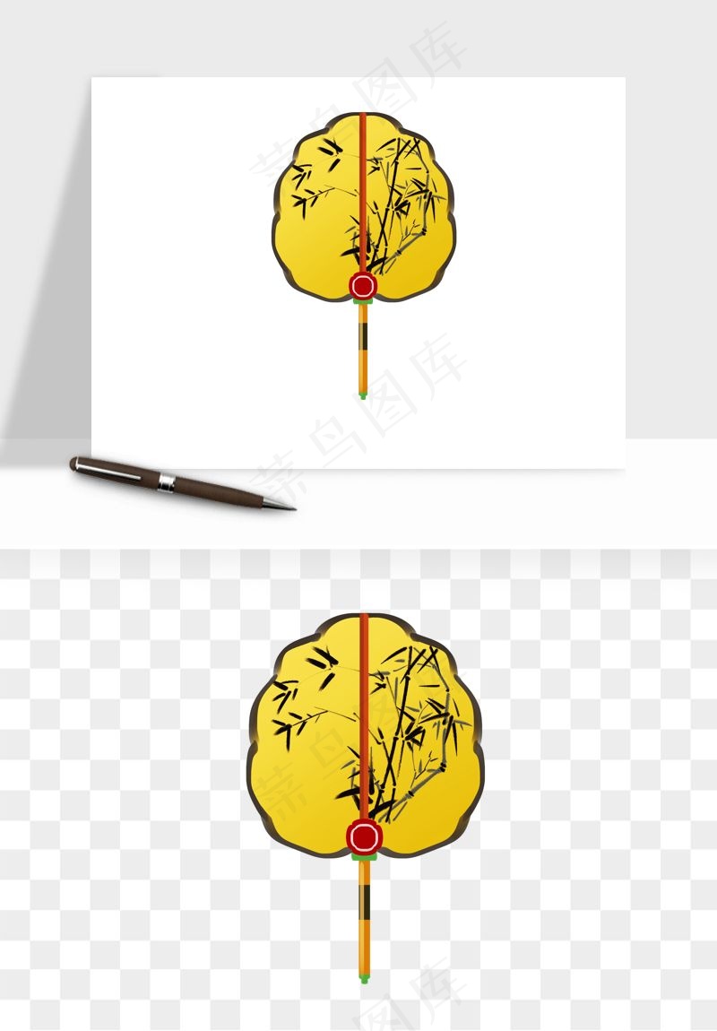 古风扇子元素png免抠