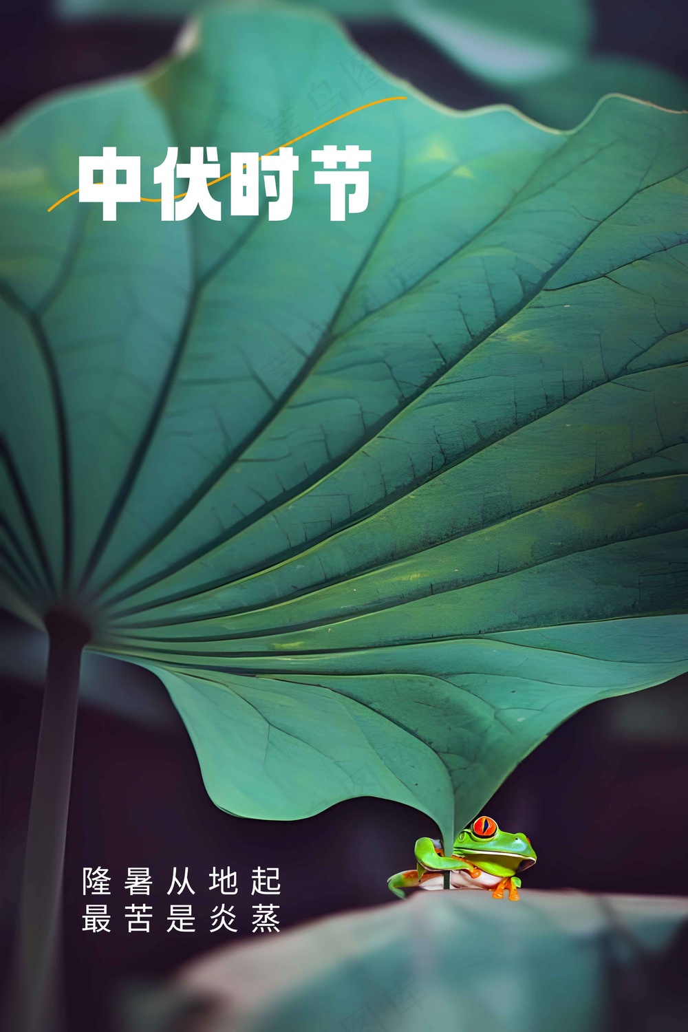 绿色简约中伏节气海报