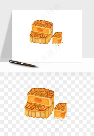 手绘月饼中秋png免抠