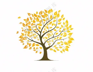 秋天金色的树木免抠