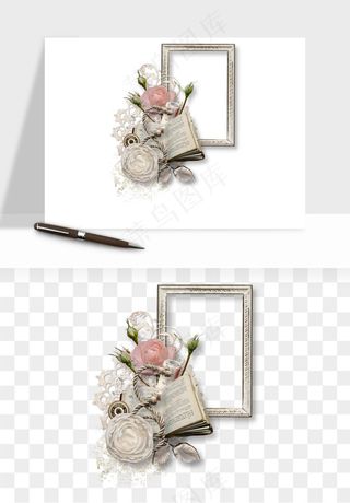 复古花卉相框欧式png免抠