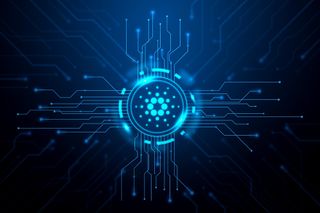 蓝色电路板芯片科技背景图