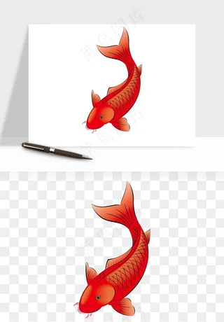 锦鲤鱼手绘水墨png免抠
