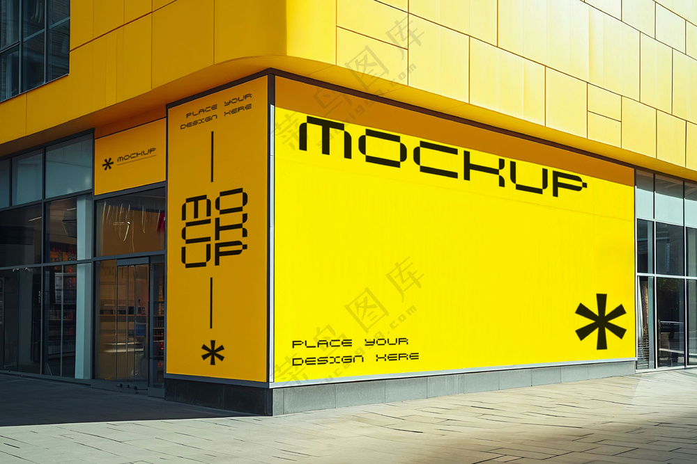 商场超市外墙门店门头招牌贴图海报店铺店招橱窗logo样机-01