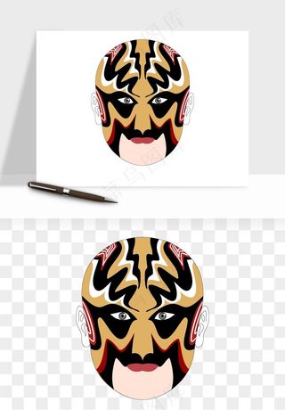 手绘戏剧脸谱卡通面具png免抠