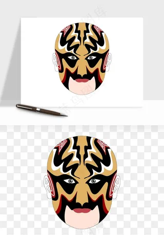 手绘戏剧脸谱卡通面具png免抠