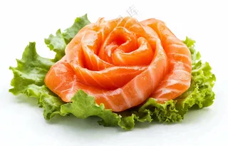 生鱼片三文鱼生菜食物摄影图