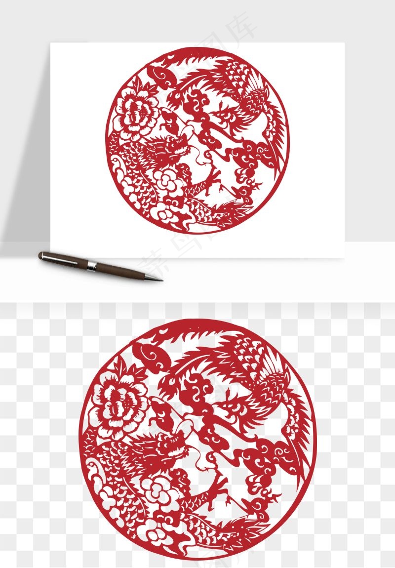 传统窗花剪纸图案png免抠