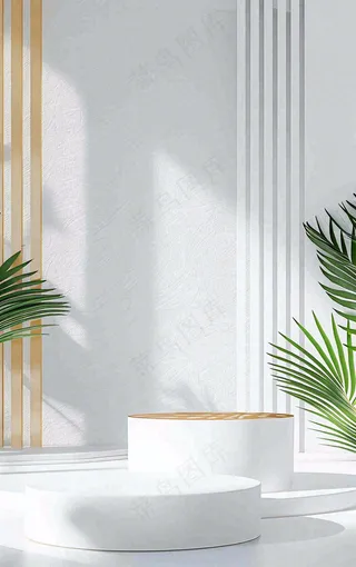 美妆护肤3d展台清新背景