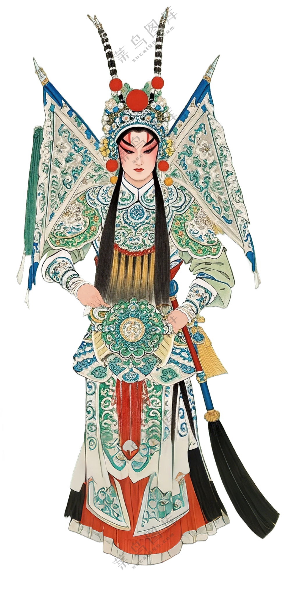 免抠工笔画写意中国风武旦京剧人物