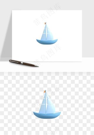 手绘航行帆船png免抠