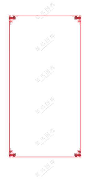 红色古典传统花角边框免抠图片素材