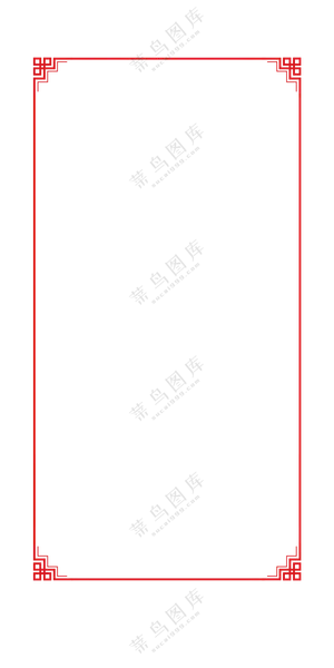 红色古典传统花角边框免抠图片素材