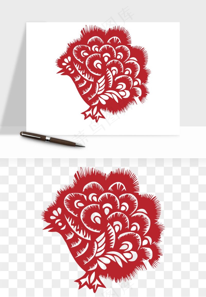 传统窗花剪纸图案png免抠