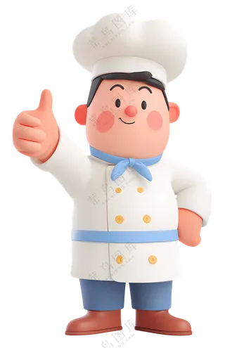 卡通厨师竖起大拇指
