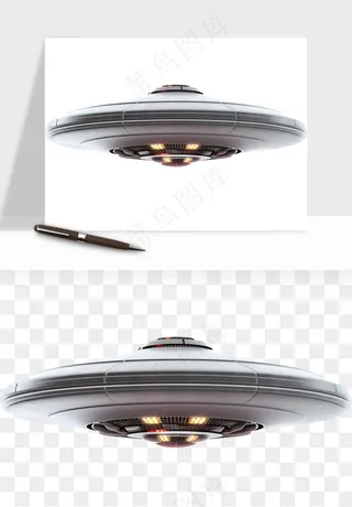 立体飞碟UFO外星人飞船png免抠