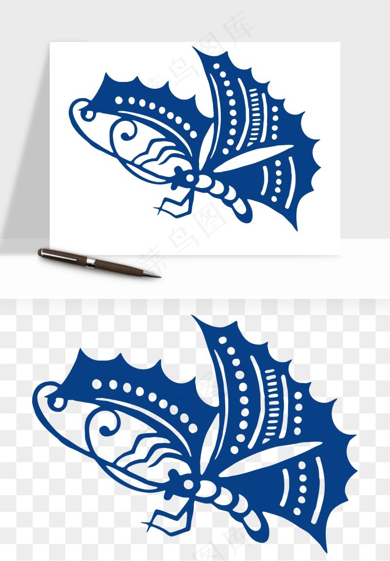 青花瓷花纹花卉图案png免抠