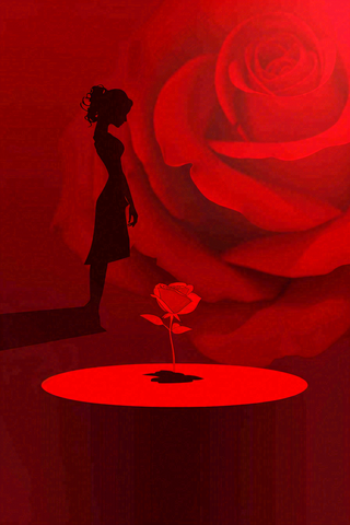 红色玫瑰花展台女生节女神妇女节情人节七夕插画背景