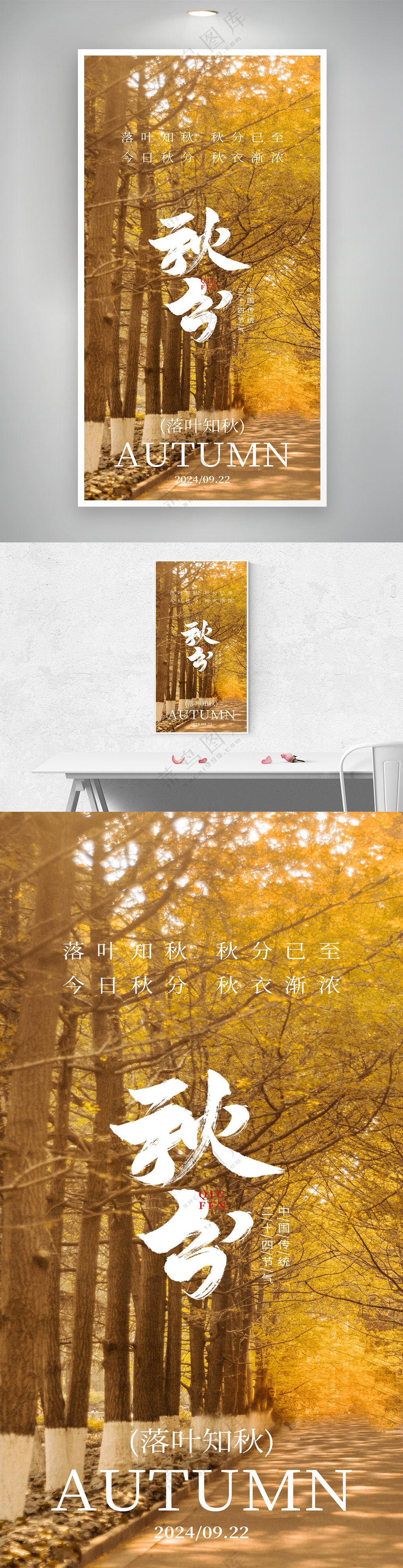 秋分传统节气摄影图海报