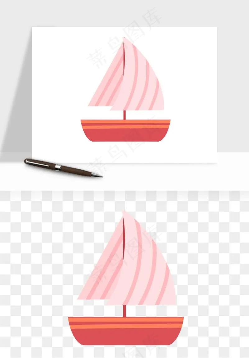 手绘航行帆船png免抠