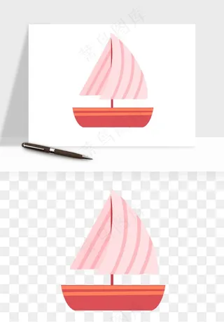 手绘航行帆船png免抠