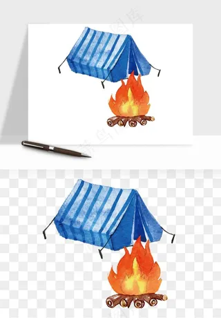 帐篷露营篝火png免抠