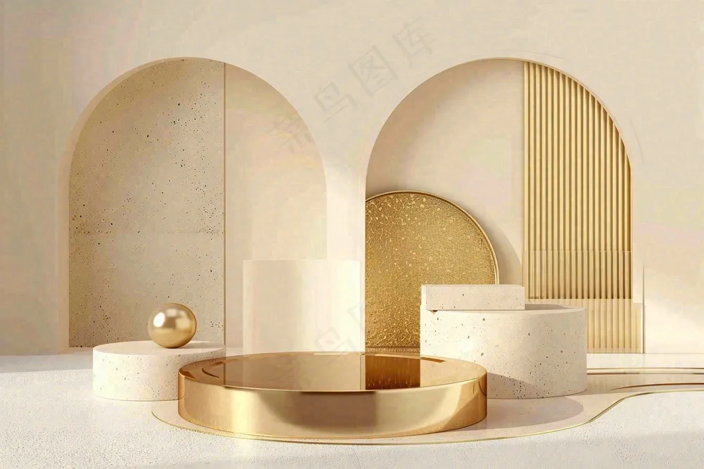 美妆护肤3d展台清新背景