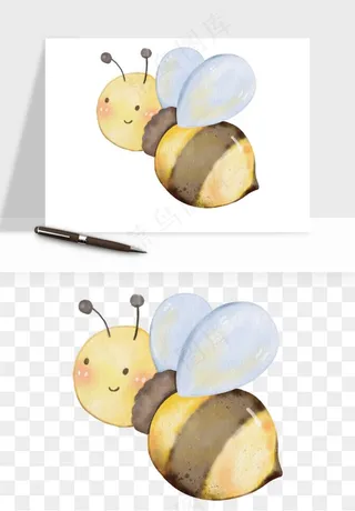 卡通蜜蜂采蜜png免抠