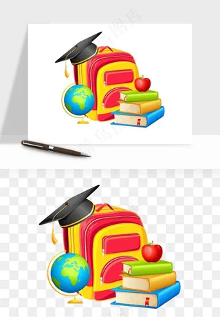 卡通书包背包双肩包png免抠