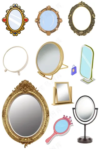 欧式花边魔镜卡通矢量镜子元素大合集