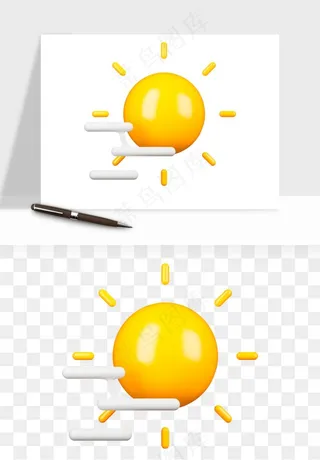 立体天气图标png免抠