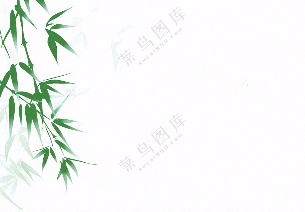 春天绿竹随风青鸟水墨画插画免抠