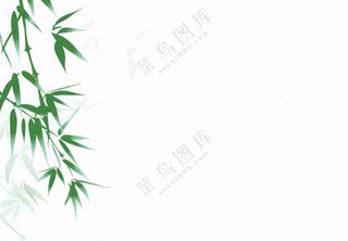 春天绿竹随风青鸟水墨画插画免抠