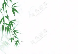 春天绿竹随风青鸟水墨画插画免抠