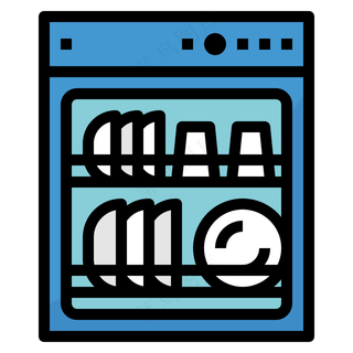 洗碗机 碗碟机 消毒柜 线性色彩图标