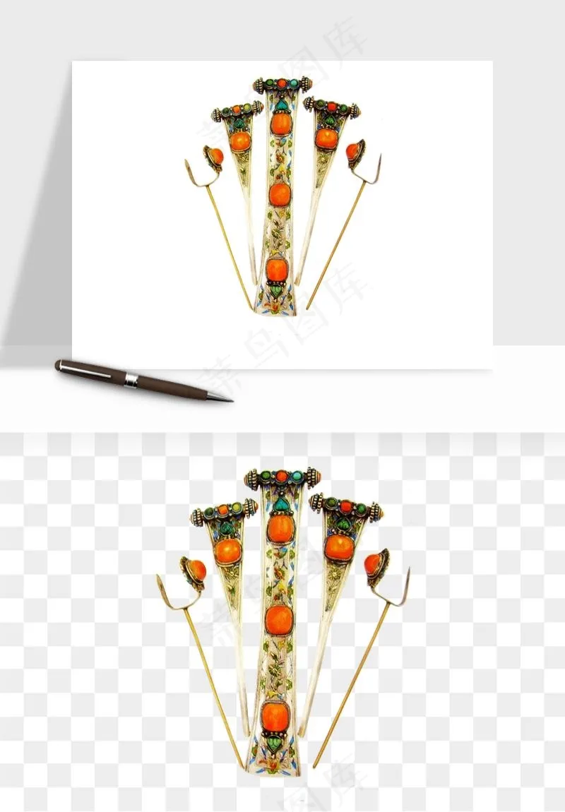 古风发簪头饰配饰png免抠