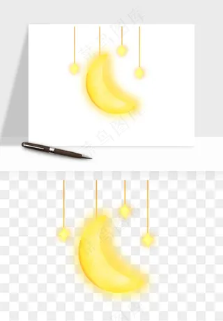 卡通星星月亮挂饰吊坠png免抠