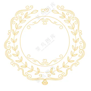 复古豪华金色花环徽章装饰图案