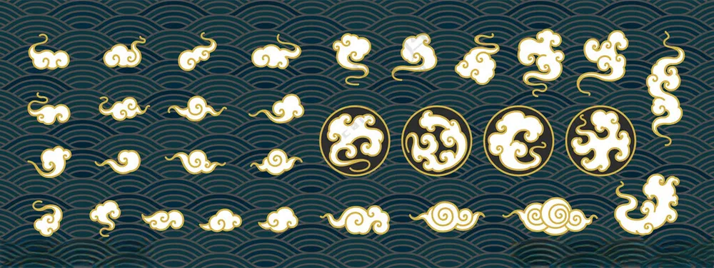 祥云创意插画蛇年海报