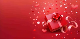 红色爱心礼盒浪漫妇女节情人节七夕插画背景