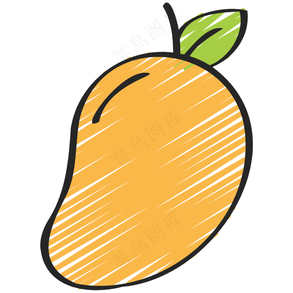 芒果 mango 绿色健康食品 铅笔手绘图标icon