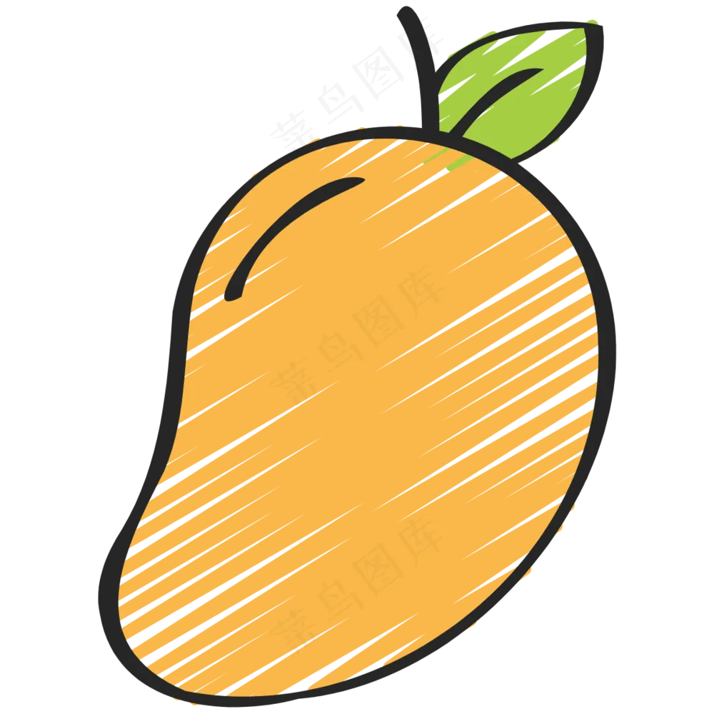 芒果 mango 绿色健康食品 铅笔手绘图标icon