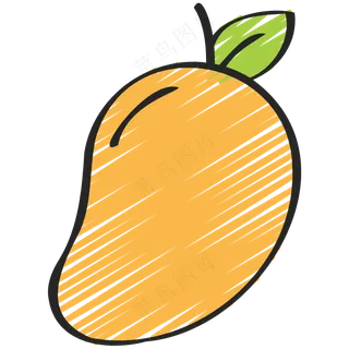 芒果 mango 绿色健康食品 铅笔手绘图标icon