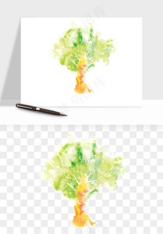 水彩手绘树木png免抠