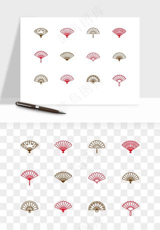 古风扇子元素png免抠