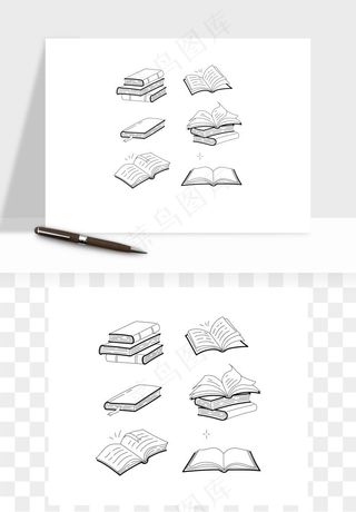 手绘书本打开书籍矢量png免抠