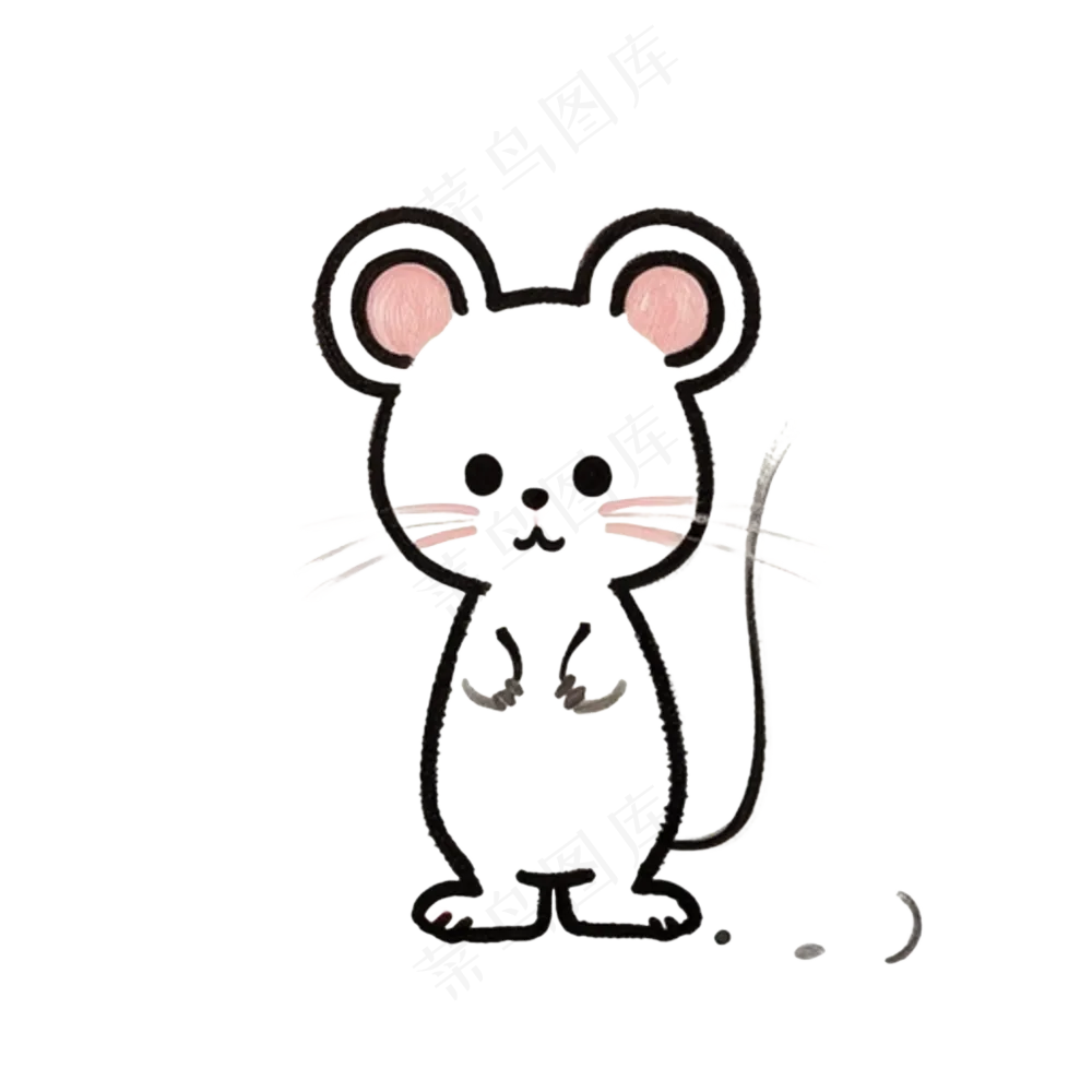黑色简笔画免抠小老鼠