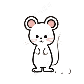 黑色简笔画免抠小老鼠