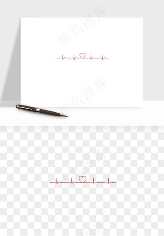 手绘心电图爱心线条png免抠